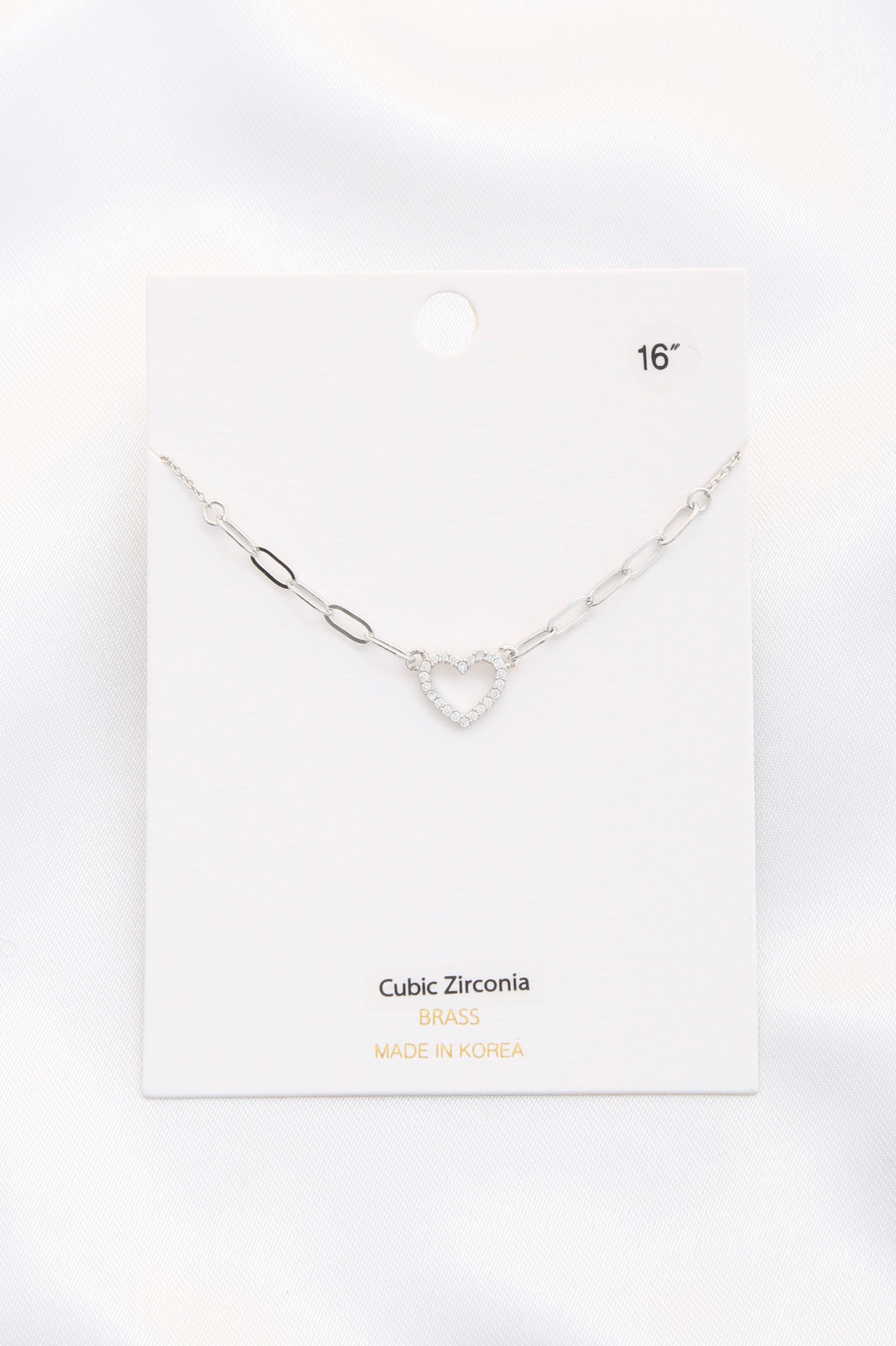 Open Heart Pendant Necklace With Crystals