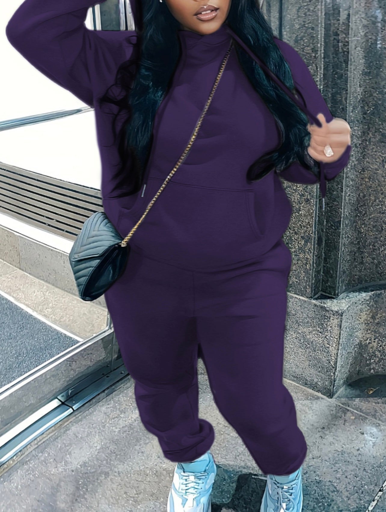 Plus Sized Hooded 2 Piece Sweat Suit (Modena)